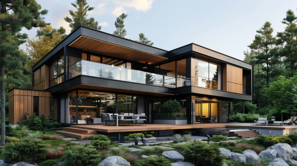 modern-twostory-house-with-large-windows-wooden-deck